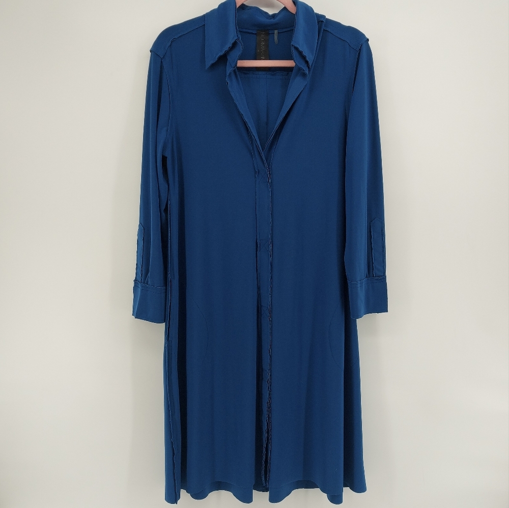 Norma Kamali Blue Stretch Oversized Shirtdress Medium